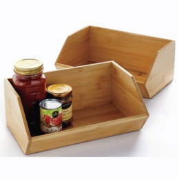 Set of 2 Bamboo Pantry Bins, , large
