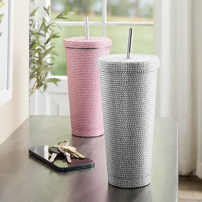 Rhinestone Double Wall Stainless Steel Travel Cup, , large