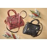 Embossed Floral Satchel with Crossbody Strap, , large