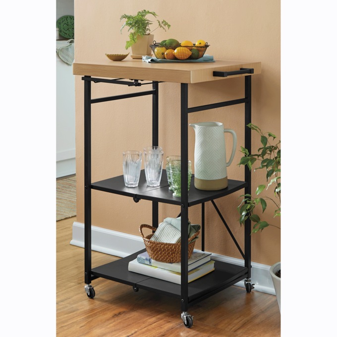 Compact Folding Kitchen Cart, , large