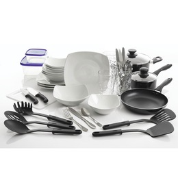 All U Need 45-Piece Combo Cookware &amp; Dinnerware Set, , large