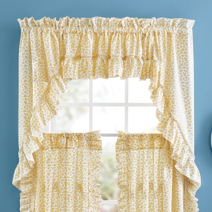 Mayfair Romantic Ruffled Semi-Sheer Swag Pair, , large