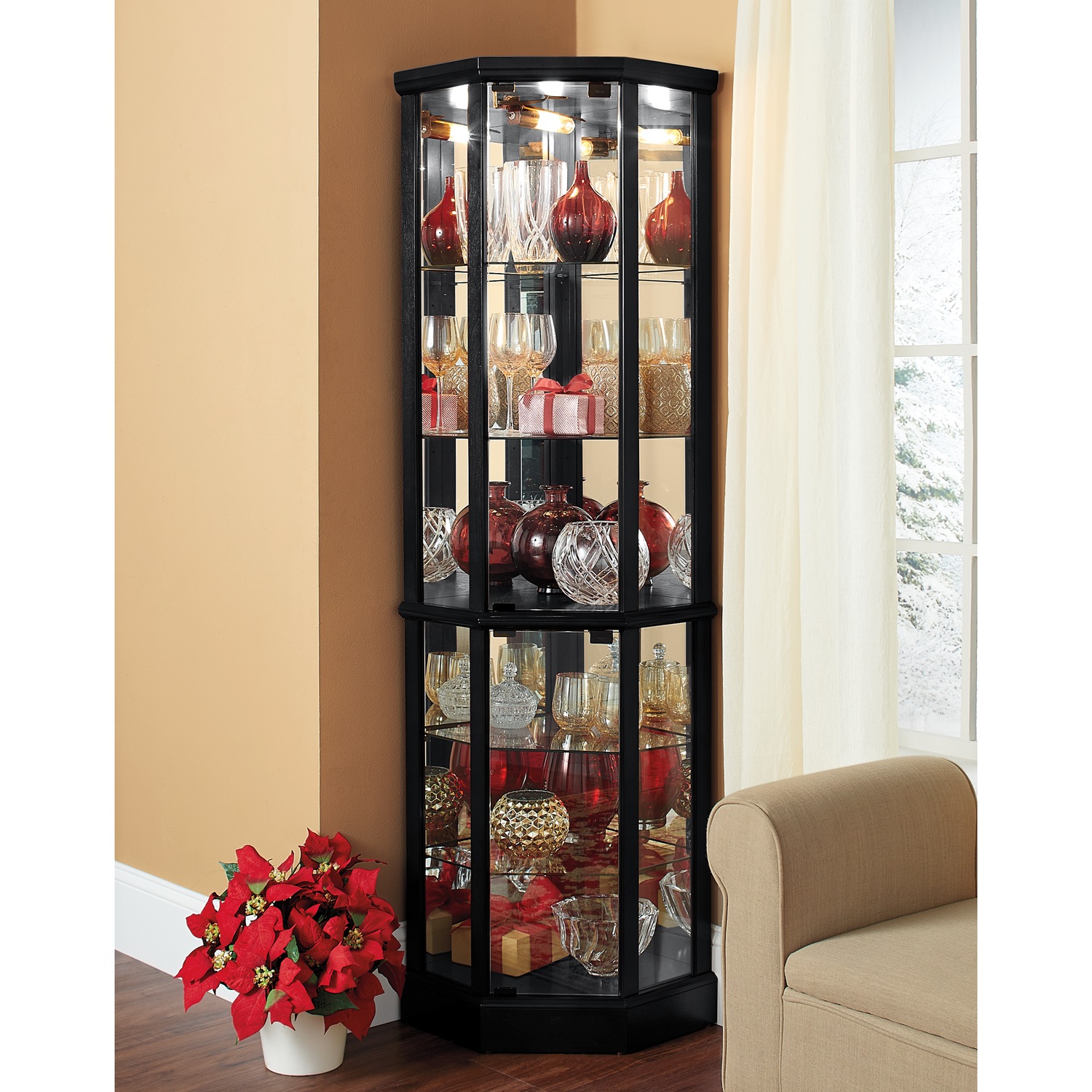 Tessa lighted best sale corner curio