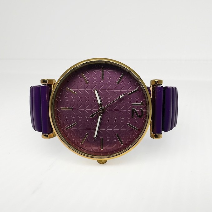 Ladies' Embellished Stretch-Band Colorful Watch, Purple, large