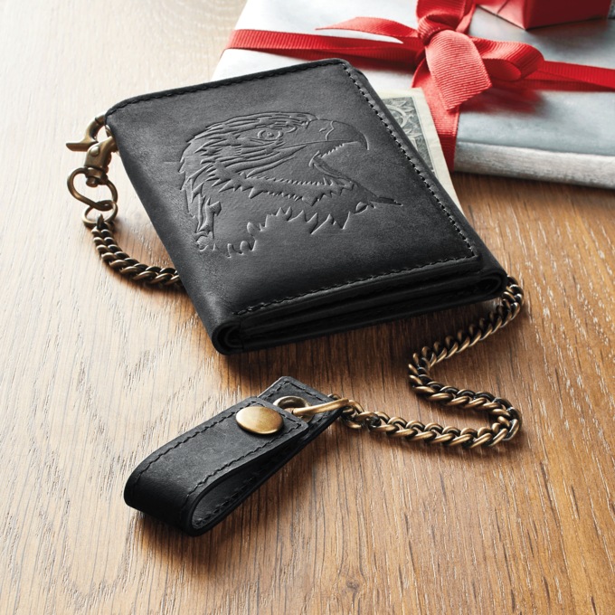 Leather Eagle Chain Wallet, , large