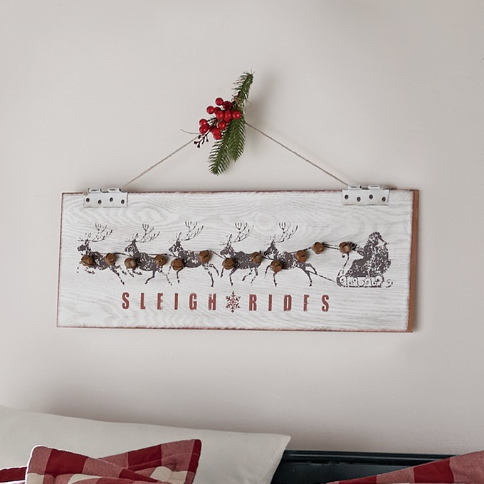 Sleigh Rides Sign with Bells, , large