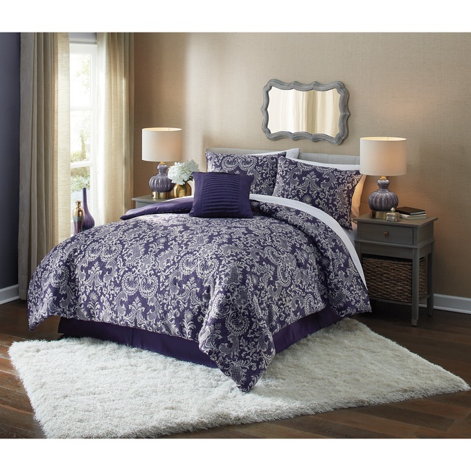 Purple Reign Jacquard Comforter Set, , large