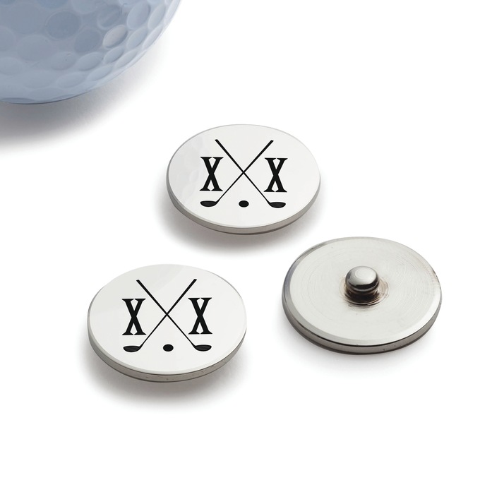 Set of 3 Personalized Crossed-Club Golf Ball Markers, , large
