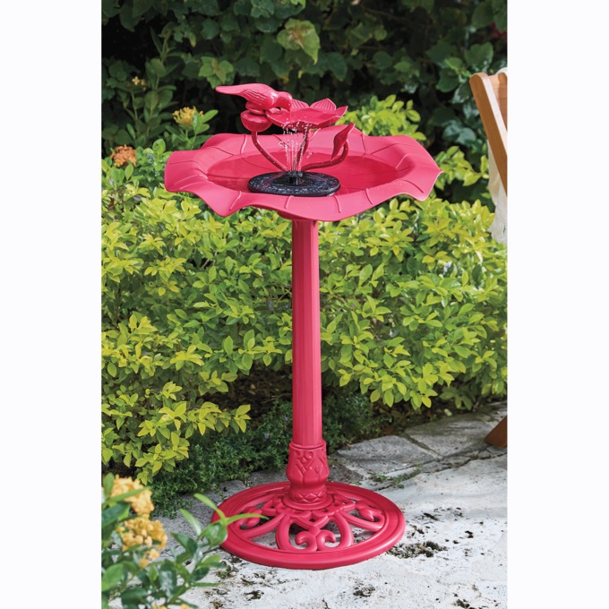 Solar Birdbath Fountain with Bird, , large