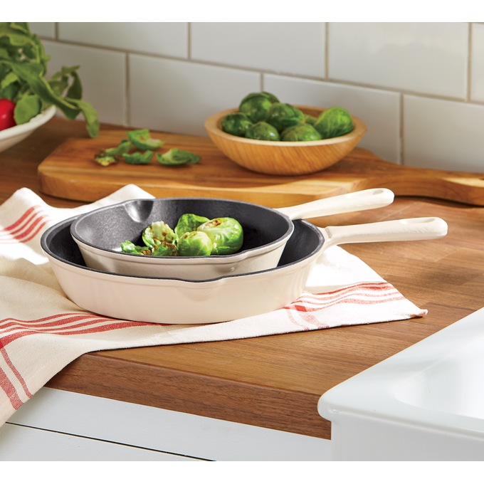 2-Piece Enameled Cast Iron Skillet Set, , large