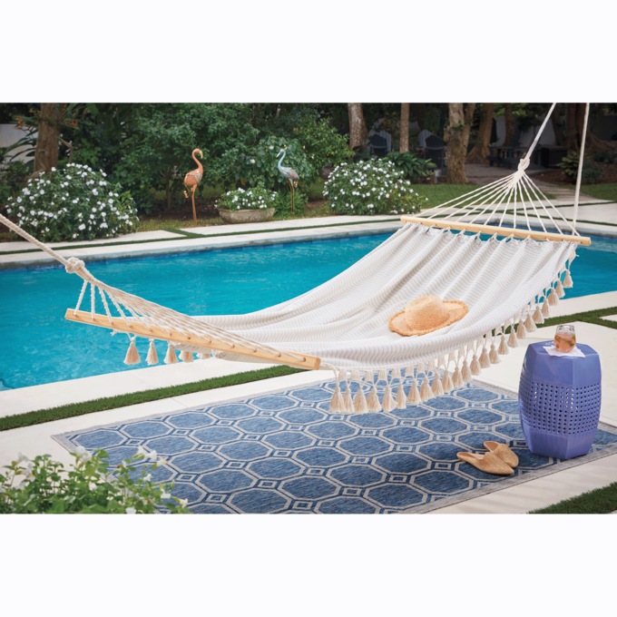 Margate Fringe Hammock, Coastal Cream, large