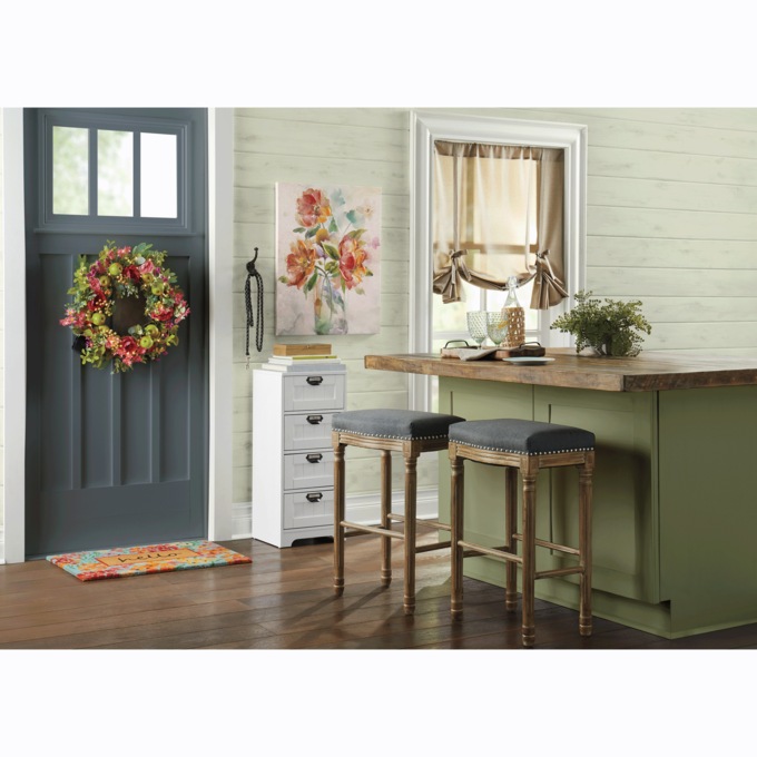 Set of 2 Linen-Look Bar Stools, , large