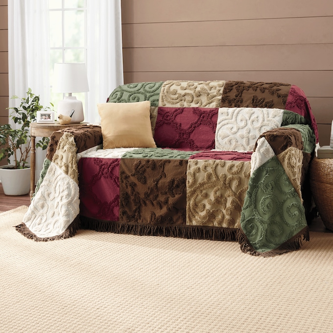 Chenille Patch Furniture Throws, , large