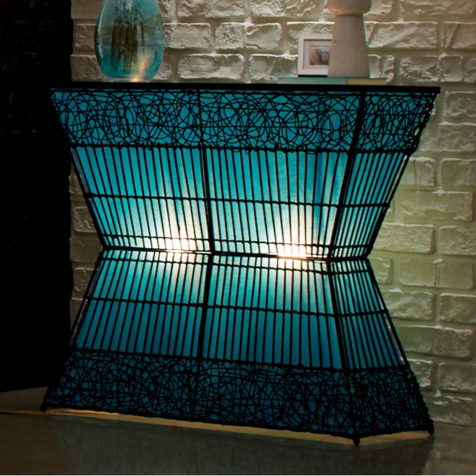 Zain lighted rattan console clearance table