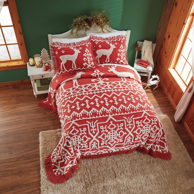 Fair Isle Chenille Bedspread, , large