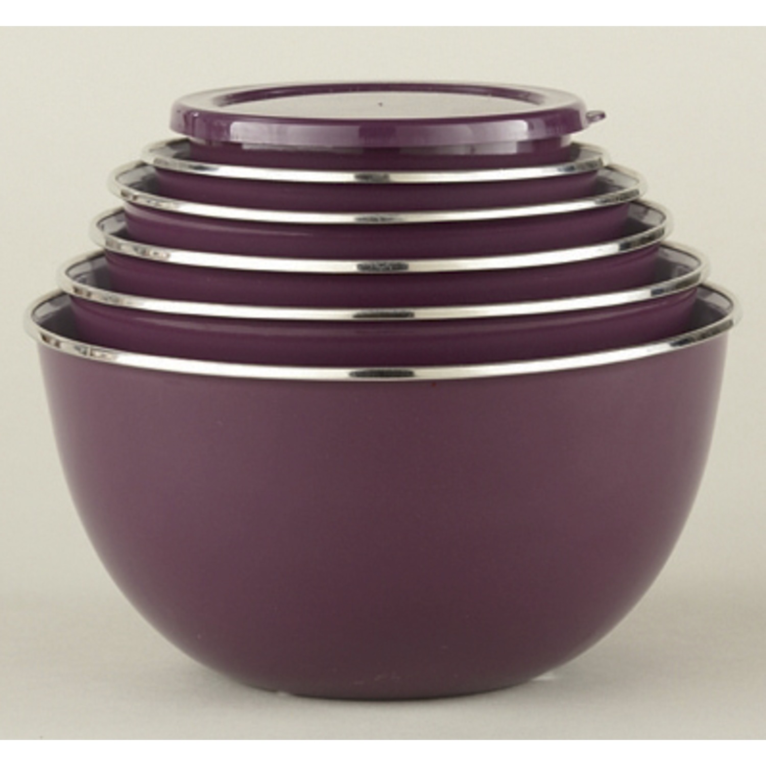 Set of 6 Steel Bowls with Plastic Lids Ginny's