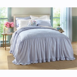 Beth Gingham Skirted Bedspread Set, , large