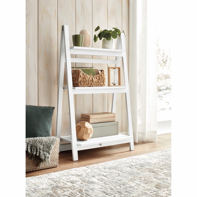 3-Tier Folding Step Bookcase, White, large
