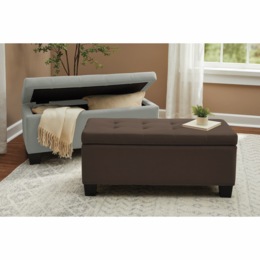 Plush Storage Ottoman, , large