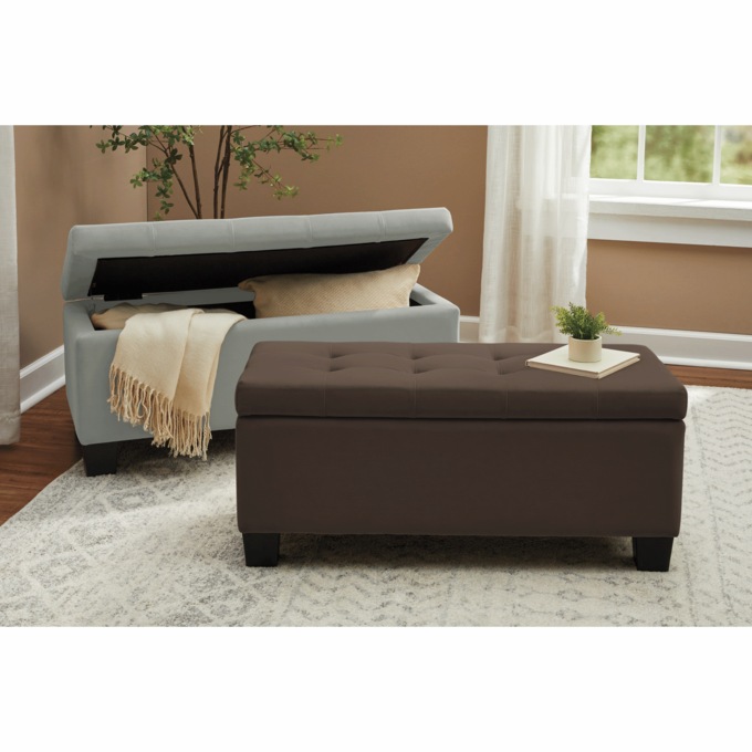 Plush Storage Ottoman, , large