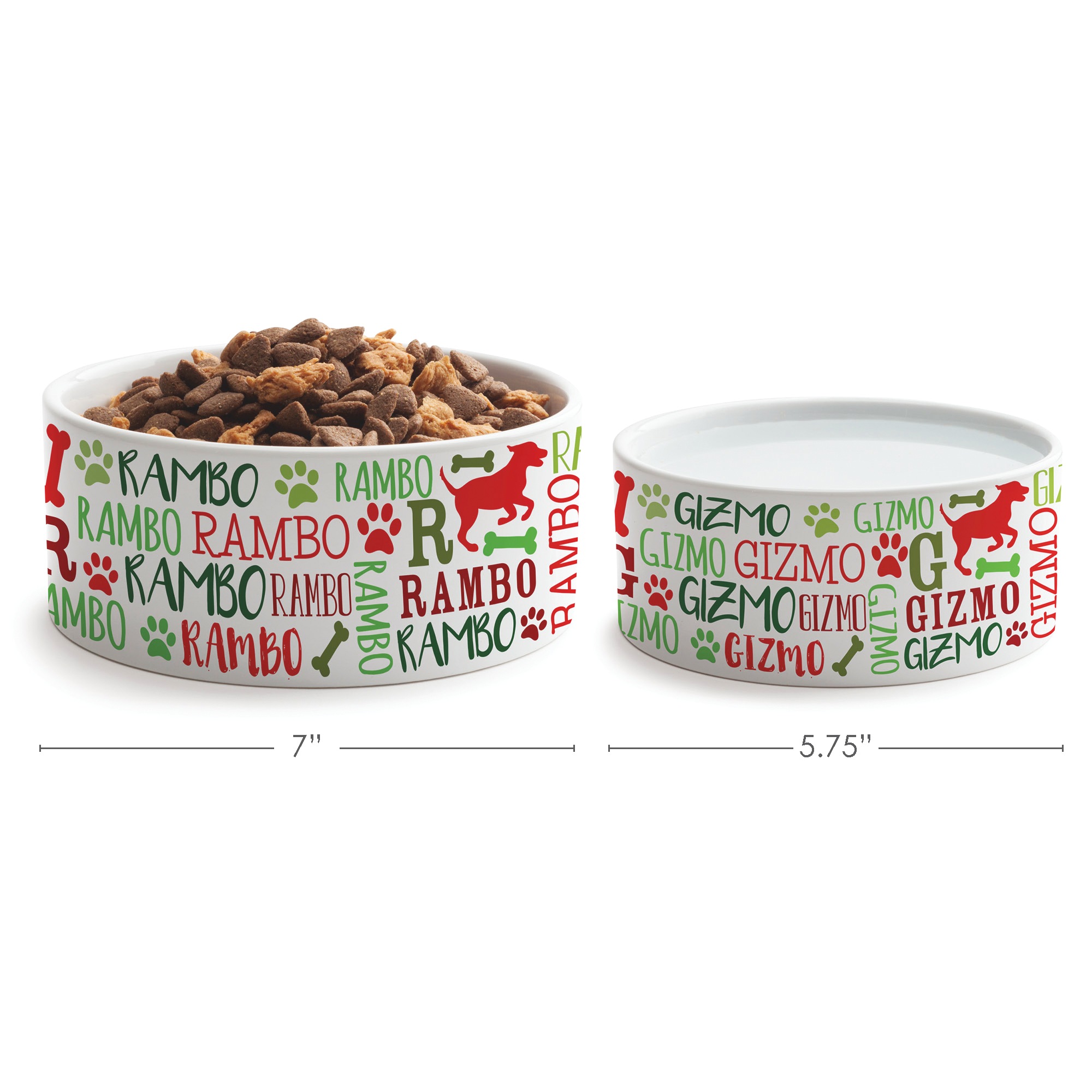 Personalized Holiday Pattern Large Pet Bowl, , large