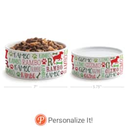 Personalized Holiday Small Pet Bowl, , large