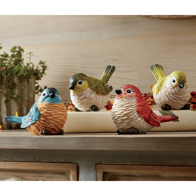 Set of 4 Little Bird Figurines, , large