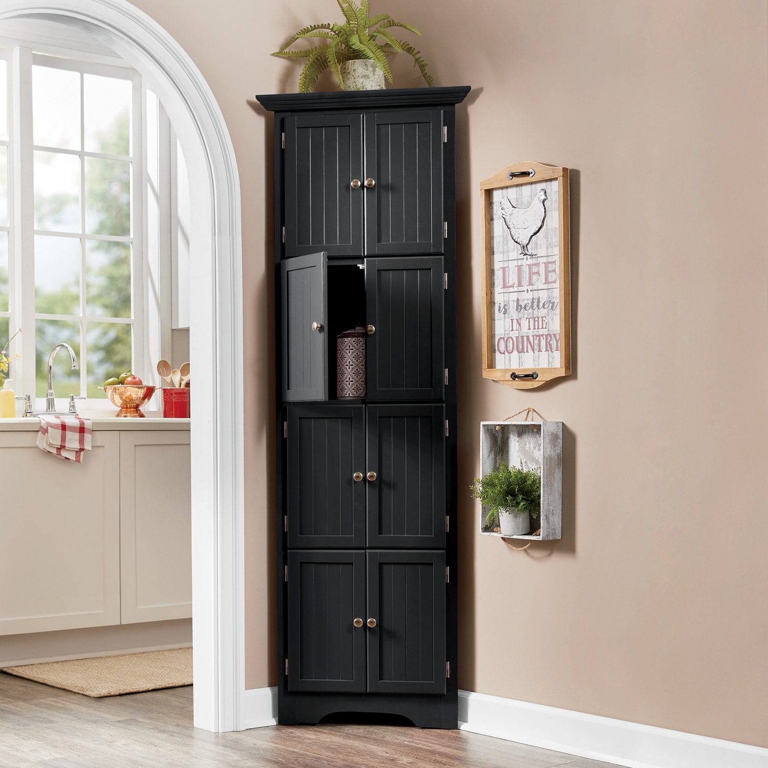 Westwick Tall Corner Storage Cabinet with 8 Doors Ginny s
