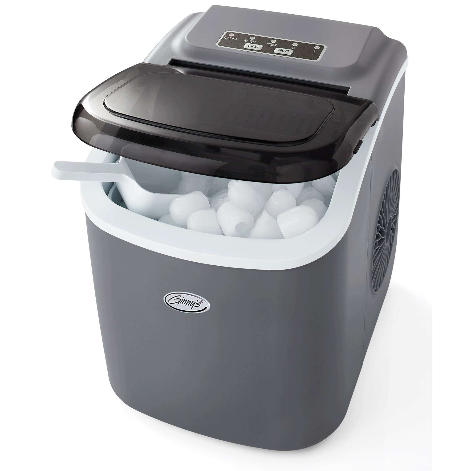 Ginny&rsquo;s Personalized Countertop Ice Maker with Adjustable Ice Size, Graphite, large