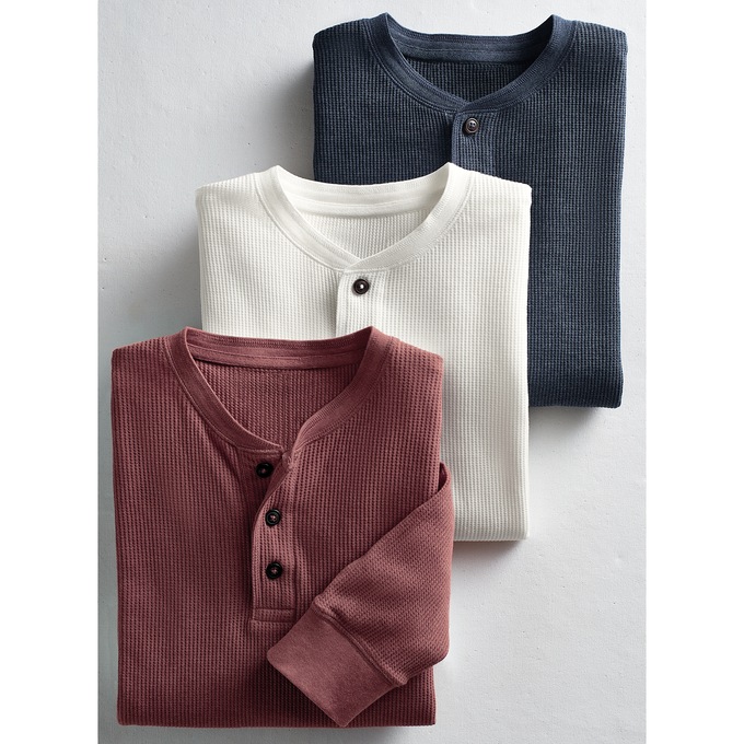3-Pack Thermal Henleys, , large