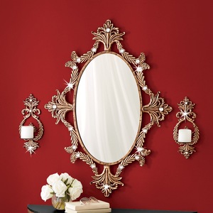 Buy Mirror and 2 Traditional Faux-Crystal Sconces and Save, , large