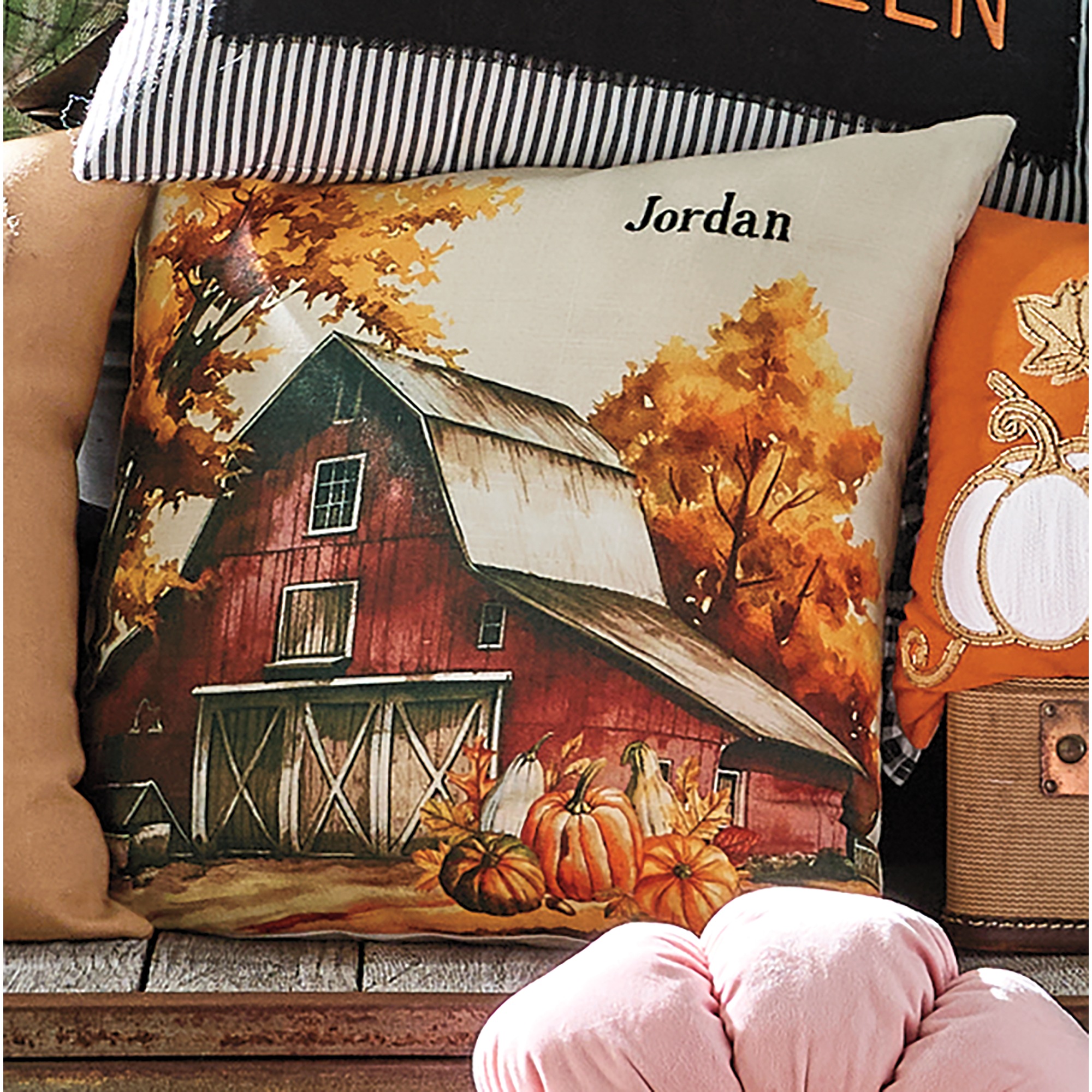 Personalized Family Barn Pillow, , large