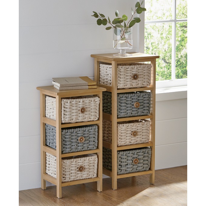 Woven 4 Basket Stand, , large