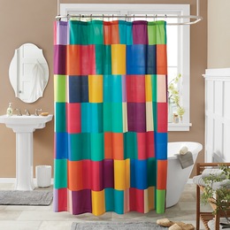 Color Connection Colorblock Shower Curtain, , large