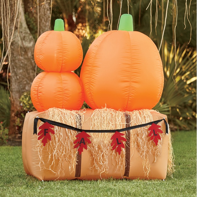 Pumpkin On Hay Bale Inflatable Ginny S