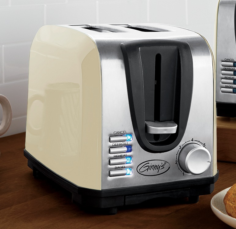 Ginny&rsquo;s Essential 2-Slice Toaster with 7 Browning Levels, Cream, large