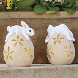 Set of 2 Bunnies on Egg Lanterns, , large