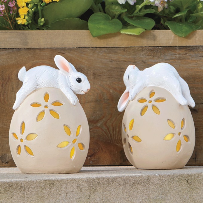Set of 2 Bunnies on Egg Lanterns, , large