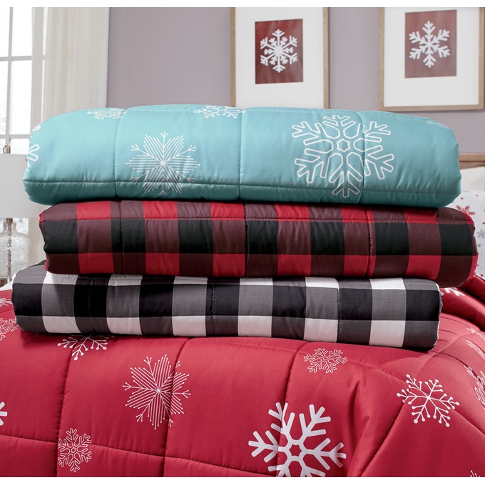 Reversible Printed Down-Alternative Sherpa Blanket, , large