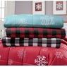 Reversible Printed Down-Alternative Sherpa Blanket, , large