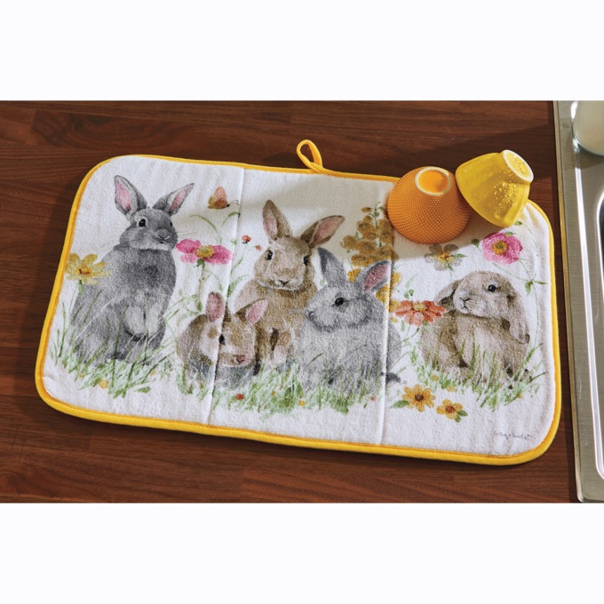 Flower Bunny Drying Mat, , large