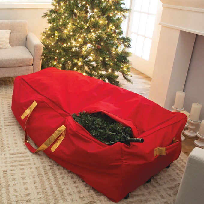 Simplify Rolling Christmas Tree Bag, Red, large