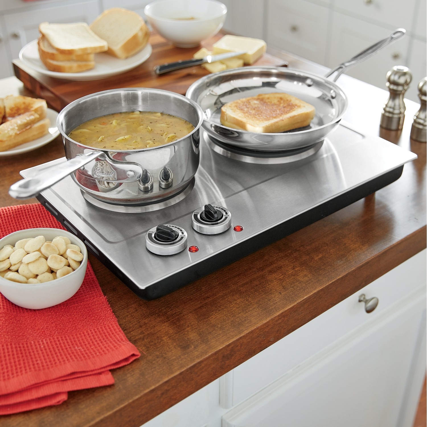 Ginnys Tabletop Double Burner, Silver