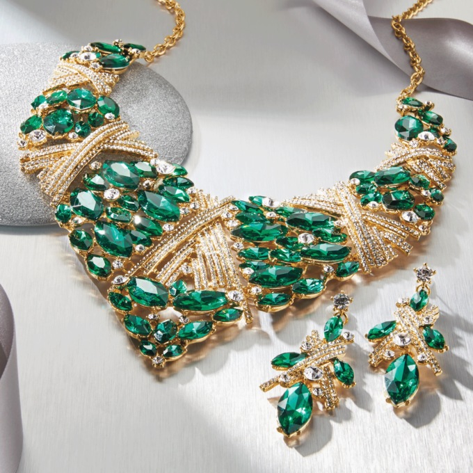 Crystal Marquise Necklace and Earring Set, , large