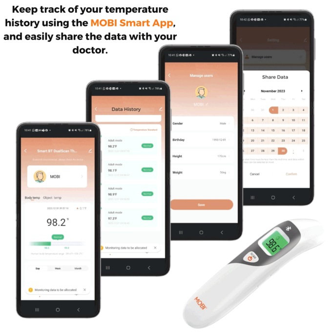Mobi Smart Ear & Forehead Thermometer, , large
