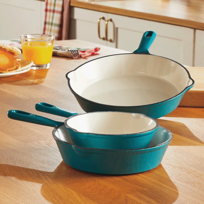 3pcs enamel pot set cast iron