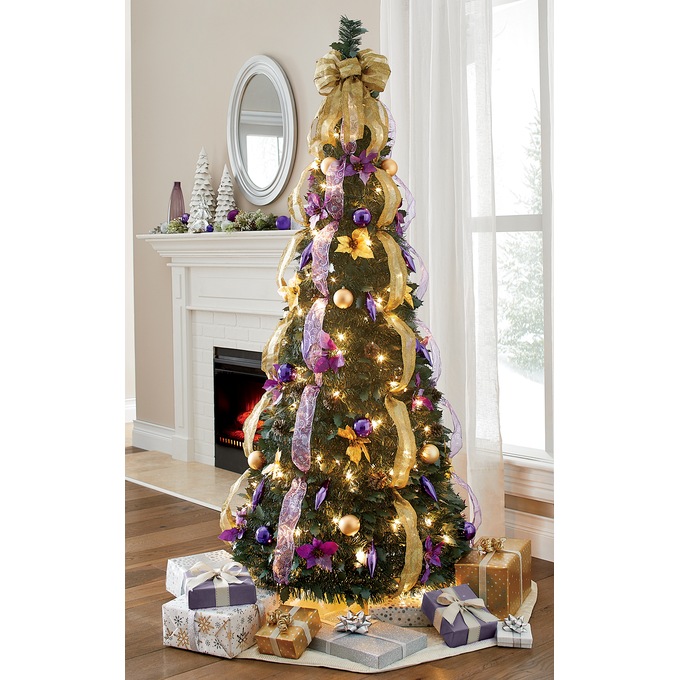 Poinsettia 6-Foot Pre-Lit Pop-Up Christmas Tree, , large
