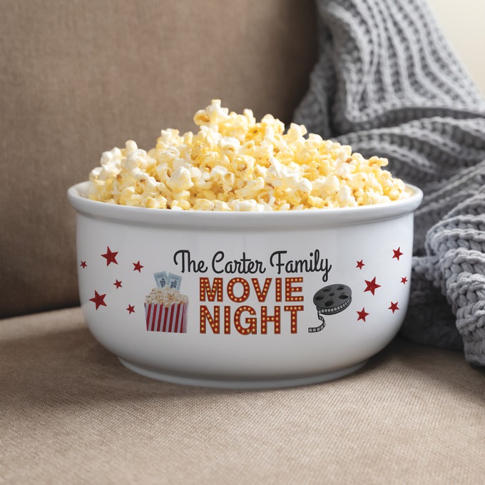 Personalized Family Movie Night Ceramic Popcorn Bowl, , large