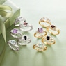 Gemstone 5-Piece Adjustable Ring Set, , large