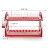 Space-Saving 2-Tier Dish Drying Rack with Utensil Holder, Delicious Red, large